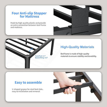 ROIL 4 inch Metal Queen Bed Frame - Image 4
