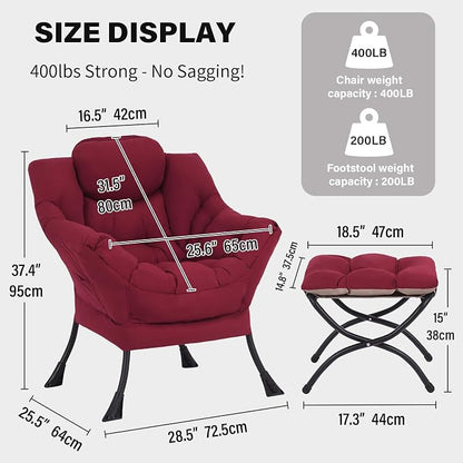 Tiita Lazy Chair with Ottoman, Comfy Leisure Sofa Armchair with Ottoman - Image 2
