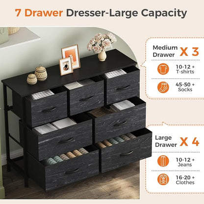 Sweetcrispy 7 Drawer Dresser, Fabric Storage Tower Organizer - Image 4