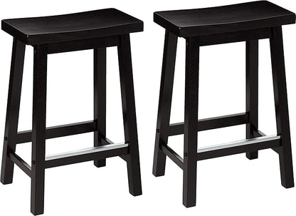 Amazon Basics Solid Wood Saddle-Seat Counter Height Bar Stools by AmazonBasics
