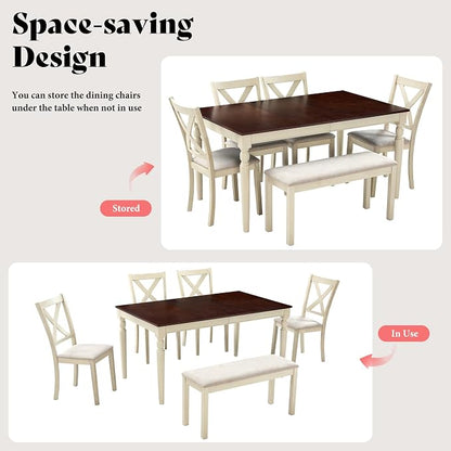 AMERLIFE 6-Piece Farmhouse Dining Table Set - Image 6