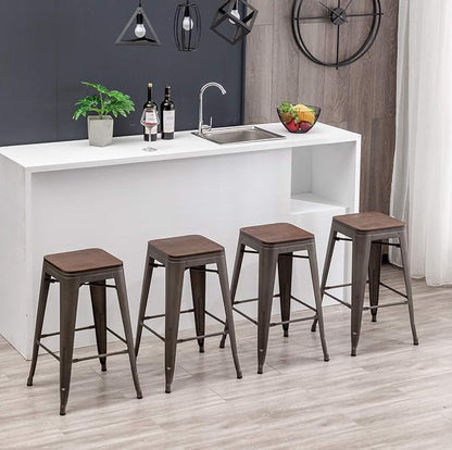 HAOBO Home 24" Backless Metal Counter Stool Height Bar Stools - Image 5