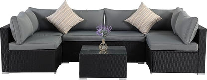 7 Pieces Black Patio Furniture Set - Image 8