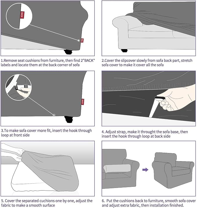 ZNSAYOTX Oversized Velvet Couch Cover 4 Piece Stretch Sofa Covers - Image 7
