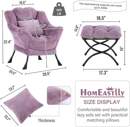 Lazy Chair with Ottoman, Reading Chair with a Pillow, Leisure Sofa Armchair - Image 3