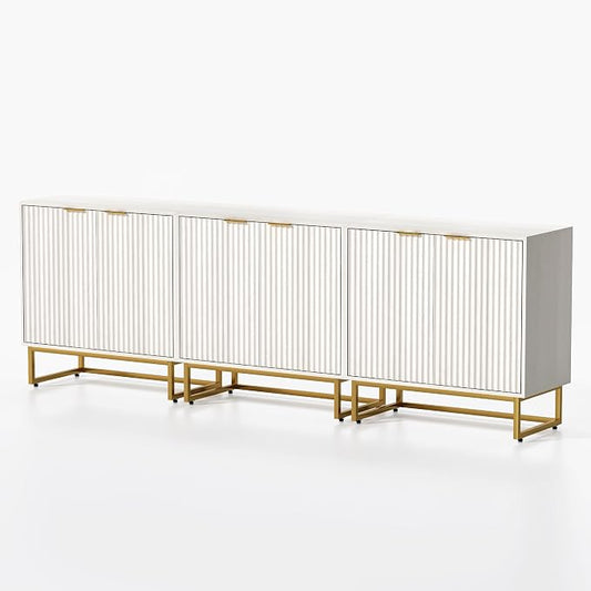EYYTHUNG Fluted Storage Cabinets Set of 3, Sideboard Buffet Cabinet Modern by EYYTHUNG