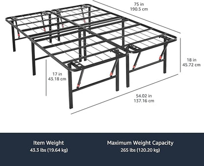 Amazon Basics Bed Frame with Storage, Foldable Metal Platform, Sturdy Steel - Image 3