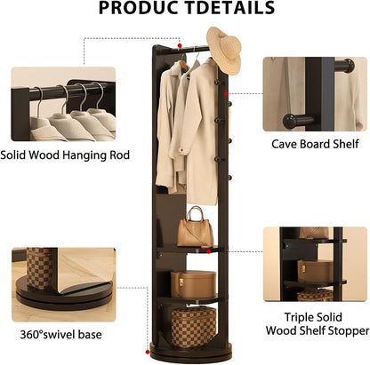 WoodsWhisper Full Length Mirror Coat Rack Solid Wood Floor Mirror 70"x16" Full - Image 5