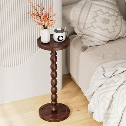 2 Pack Solid Wood Drink Table, Rubber Wood‌ Small Round Side Table - Image 8