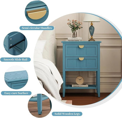 22" Blue Accent Side Cabinet, Modern Wood Sideboard - Image 4