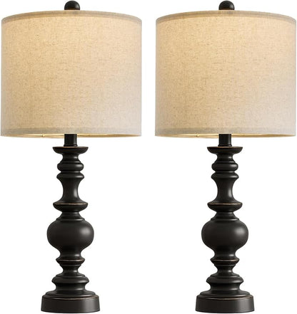 BOBOMOMO 24" Traditional Farmhouse Table Lamp Set of 2, Vintage Resin Lamps - Image 7