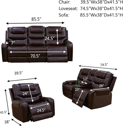 Leather Power Recliner Sofa Set - Image 2
