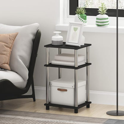 Furinno JUST Side Table Set of 2, 3-Tier Modern End Tables, Open Shelves Night - Image 2