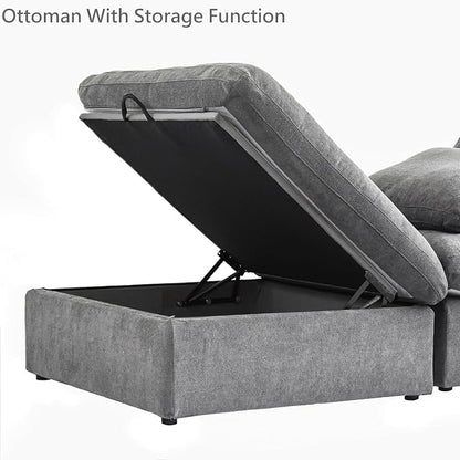 JACH Ottoman Module for Living Room, Cushion Covers Removable, Modern - Image 5
