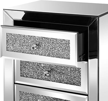 VINGLI Mirrored Nightstand Set of 2, Mirrored Side/End Table - Image 7