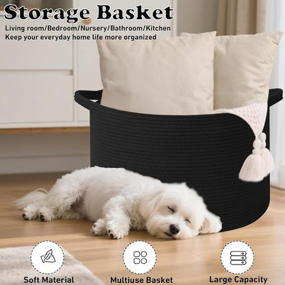 115L Extra Large Blanket Basket, Woven Rope Laundry Basket Hamper - Image 6