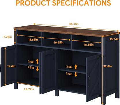 knoworld Buffet Sideboard with Storage Farmhouse with 4 Doors, Dining Room - Image 2