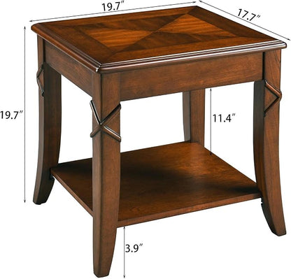Mid-Century Modern Living Room Coffee Table Set, 2-Piece Solid Wood Living Room - Image 5