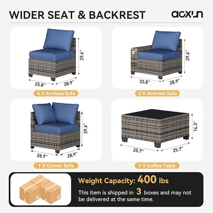 Aoxun Patio Furniture Set, Widen Armrests Wicker Outdoor Sectional - Image 6