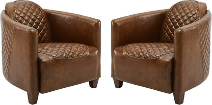 Art Leon Genuine Leather Chair, Mid Century Industrial Accent Arm Chair by ArtLeon