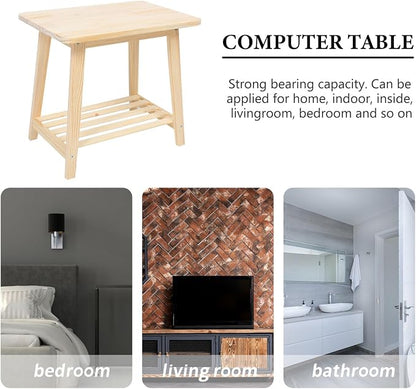 KESYOO Nordic Style Small Sofa Corner Table Solid Wood Bedside Shelf Minimalist - Image 4