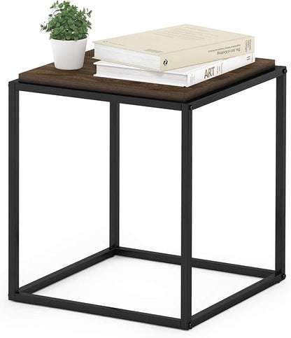 Furinno Moretti Cube Modern Stackable End Table Shelf, Columbia Walnut by Furinno-FitsYourSpaceFitsYourBudget