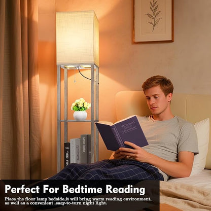 RUNTOP Floor Lamp with Shelves, Shelf Lamp with 3 Color Temperature LED Bulb - Image 7