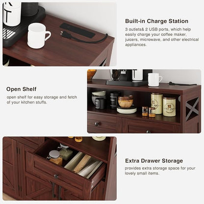 Befrases 52" L Modern Farmhouse Sideboard Buffet Cabinet, Kitchen Pantry Hutch - Image 7