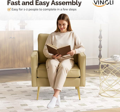 VINGLI Modern PU Leather Accent Chair, Single Sofa Chair - Image 6