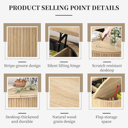 Fsbecl Fluted Lift Top Coffee Table - Image 4