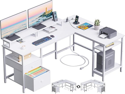 Furologee White 59” L Shaped Desk by Furologee