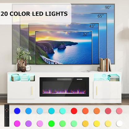 PRETZI Fireplace TV Stand with 36" Fireplace Up to 90" TVs, Remote Control - Image 2