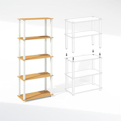 Furinno Turn-S-Tube Storage Shelves Set of 2, 3-Tier Book Shelf, Corner Shelf - Image 5