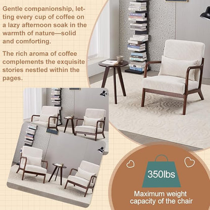 Hanuq】Mid-Century Modern Accent Chair&Coffee Table Set, Vintage Luxury Style - Image 4