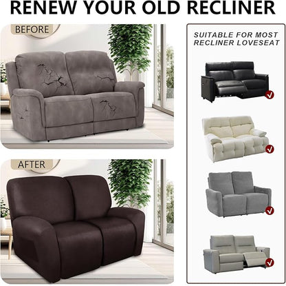 ANARACHON Loveseat Recliner Cover Leather Look Recliner Loveseat Covers - Image 6