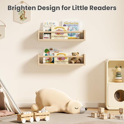 upsimples 2 Pack Nursery Book Shelves, 15.7 Inch Floating Bookshelves - Image 7