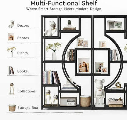 HolliWill 70.8" Tall Bookshelves Set of 2, Bedroom –Metal Frame & Anti-Tip & - Image 9