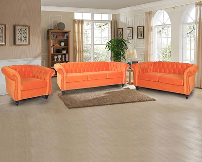 RARZOE Modern 2 Pieces Living Room Sofa Set, Loveseat and Chesterfield Sofa - Image 3