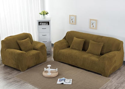 vctops 1-Piece Velvet Plush Stretch Sofa Slipcover - Image 2