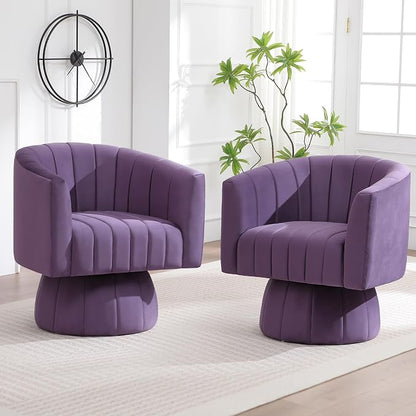 Swivel Accent Barrel Chair, Cute Comfy Small Round 360° Arm Chair. Velvet Club - Image 7