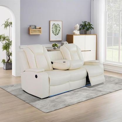 Power Recliner Sofa Set with LED Lights, Includes 2 Manual Recliner 1 Seat and - Image 4