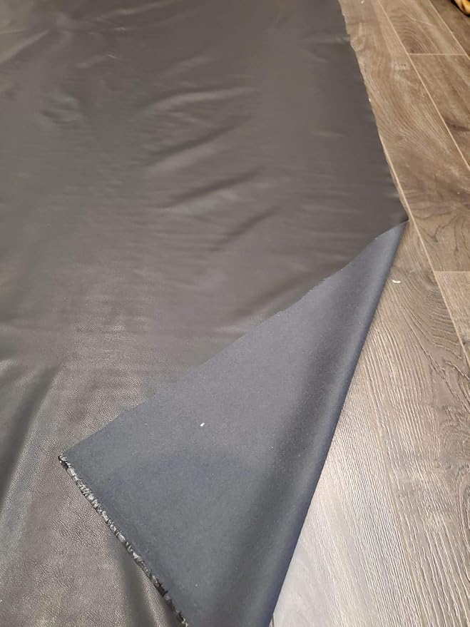 Black Faux PU Leather Fabric Sheet by The Yard Synthetic Pleather 0.7 mm Nappa - Image 4