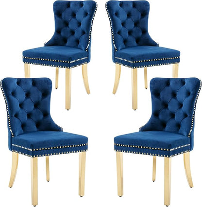 KCC Velvet Dining Chairs Set of 4, Upholstered High-end Tufted Dining Chair by KCC