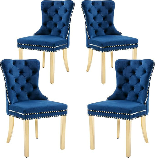 KCC Velvet Dining Chairs Set of 4, Upholstered High-end Tufted Dining Chair by KCC