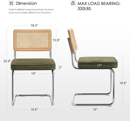 Zesthouse Natural Rattan Dining Chairs Set of 2, Mid Century Modern Dining - Image 3