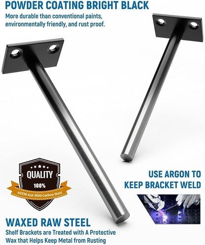 LEOPO Black 20-Pack 8 inch Floating Shelf Brackets, Hidden Shelf Bracket - Image 4