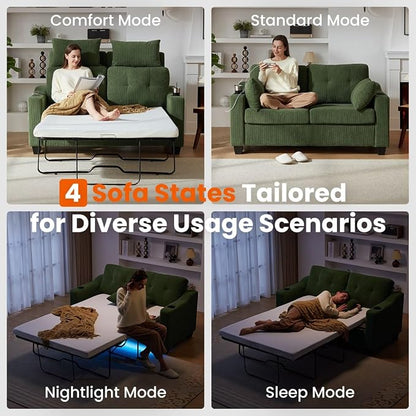 Full Size Pull Out Sleeper Sofa Bed, 2-in-1 Convertible Corduroy Pull Out Couch - Image 5
