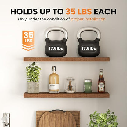 Fun Memories Floating Shelves for Wall, 30 Inch Set of 2 Rustic Wood Wall - Image 6