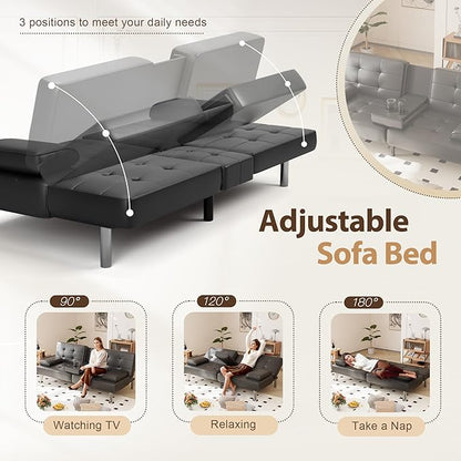 Shahoo Convertible Folding Futon Sofa Bed Sleeper Couch - Image 4