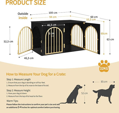 Hzuaneri 39.4" Wooden Dog Crate Furniture, Indoor Dog Kennel Dogs Cage - Image 2